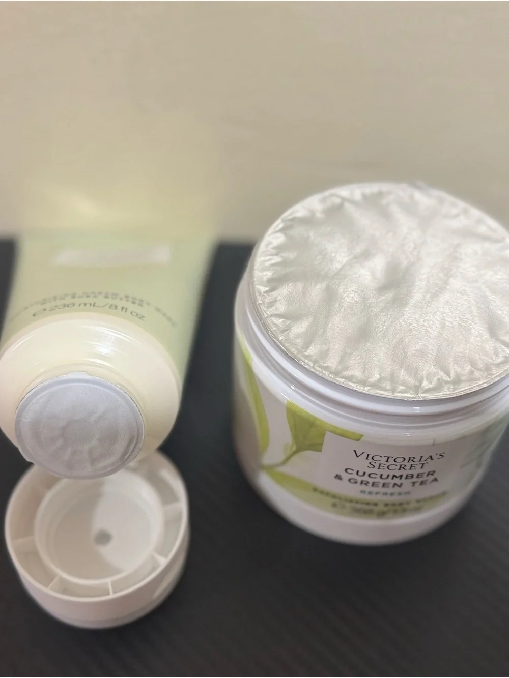 Victoria's Secret Cucumber & Green Tea Cream Body Wash and Body Scrub